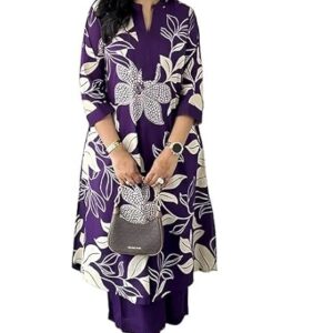 Pure Cotton Printed Straight Kurta Set with Palazzo Pants for Women